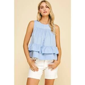 NEW PINCH margo ruffle blouse in light blue